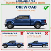 6" Black Running Boards Side Steps Two-Stair Design For 2019-2024 Chevy Silverado/GMC Sierra 1500 Crew Cab, For 2020-2024 2500HD 3500HD Crew Cab 4 Full Size Doors